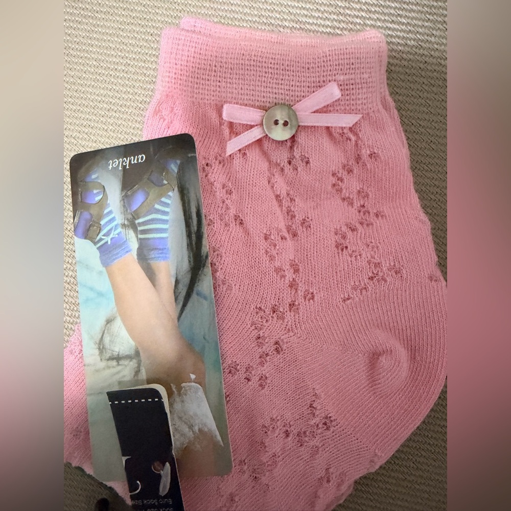 Women’s Pink Socks with Bow Detail - 4 Pairs - Picture 3 of 3